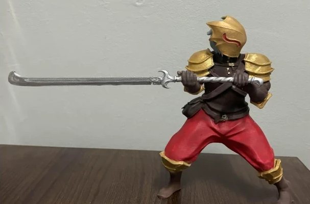 Painted 3D print of the Ironclad from Slay the Spire, holding a long glaive