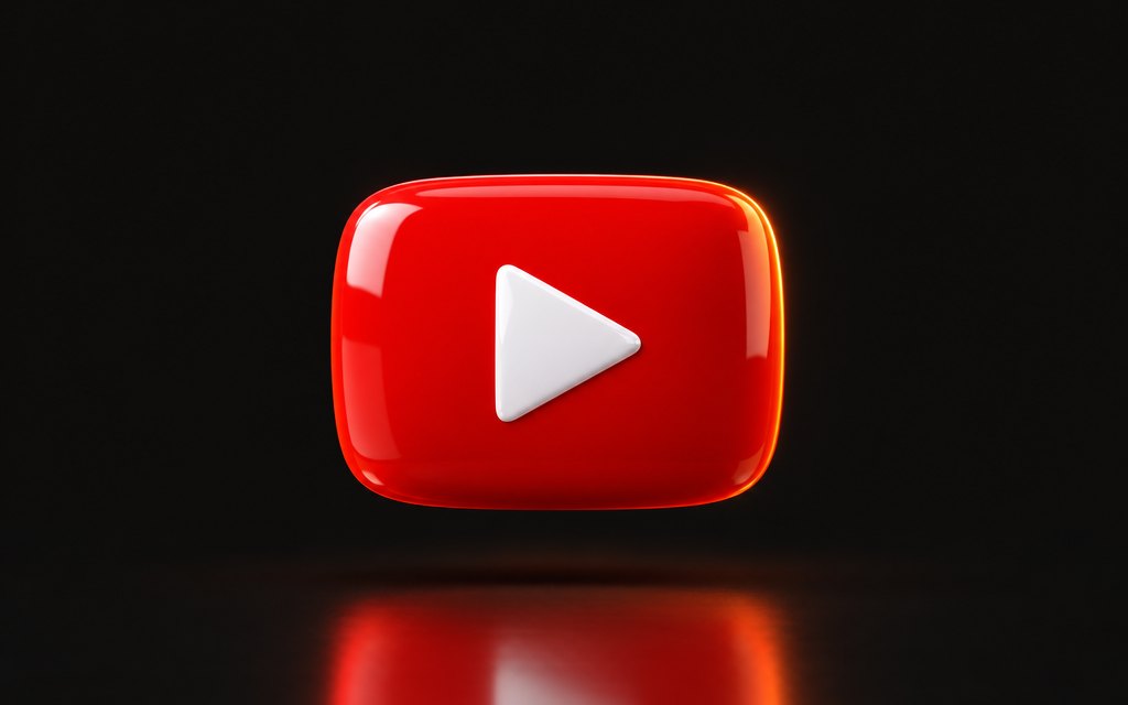 Glossy 3D YouTube logo
